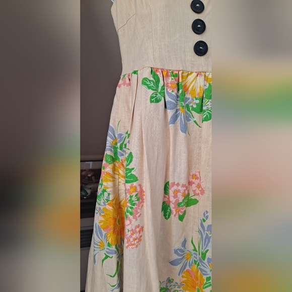 NWOT Designer Niko Niko KNITTED DOVE Floral Printed Empire Waist Babydoll Dress - Picture 7 of 13